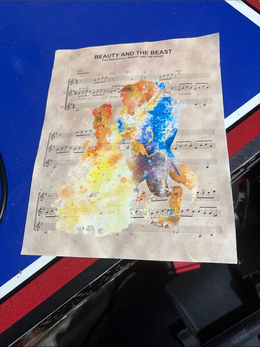 Beauty and The Beast Lyric Sheet Music Art Graphic